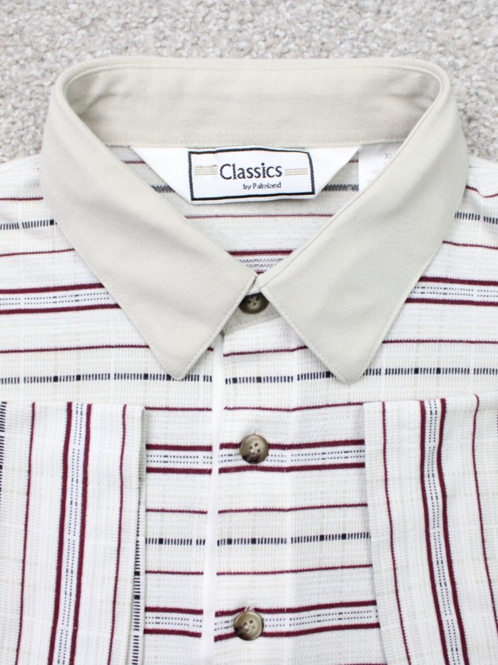 Classics by Palmland Polo Shirt Mens XL Beige/Red Striped Contrast Collar S/S